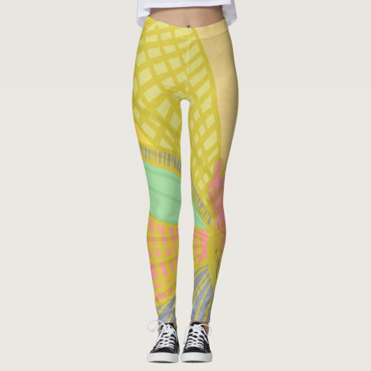 Abstract goudvlinder roze leggings (Voorkant)