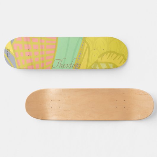 Abstract goudvlinder roze persoonlijk skateboard (Horizontaal)