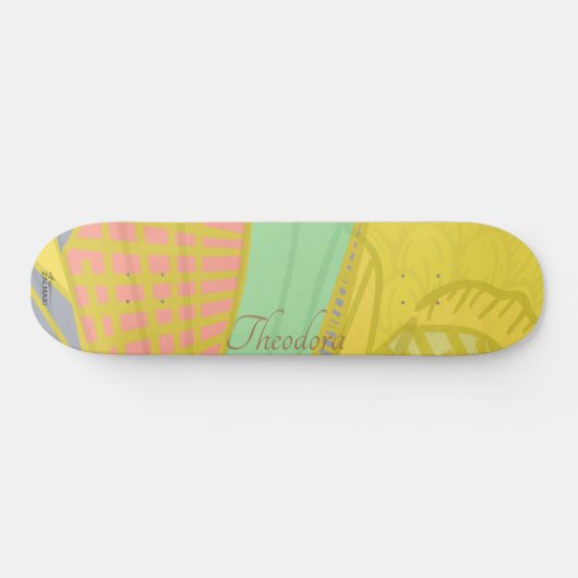 Abstract goudvlinder roze persoonlijk skateboard (Horizontaal)