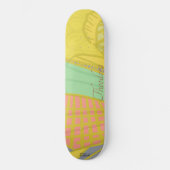 Abstract goudvlinder roze persoonlijk skateboard (Voorkant)
