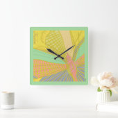 Abstract goudvlinder - roze vierkante klok (Huis)