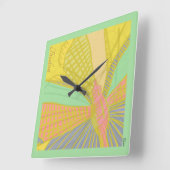 Abstract goudvlinder - roze vierkante klok (Hoek)