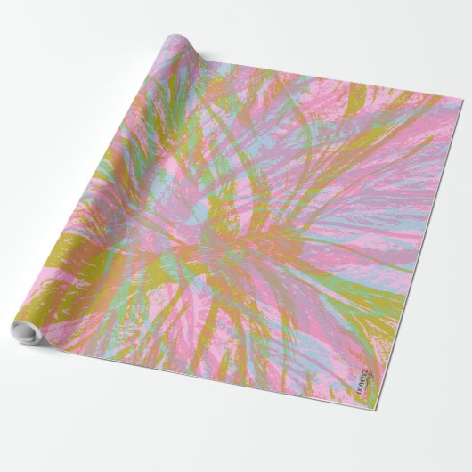 Abstract goudvlinder roze violet cadeaupapier (Uitgerold)