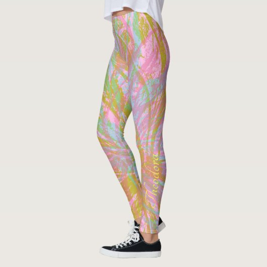 Abstract goudvlinder roze violet leggings (Links)