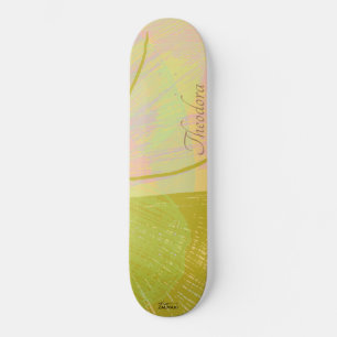 Abstract goudvlinder roze violet pasteipatroon persoonlijk skateboard