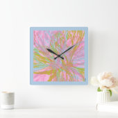 Abstract goudvlinder roze violet vierkante klok (Huis)