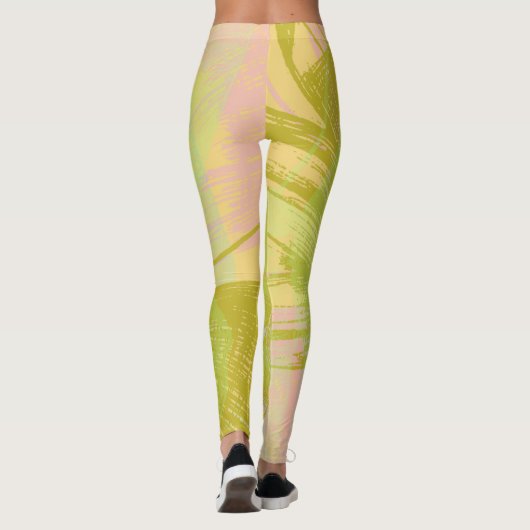 Abstract goudvlinder roze violetpasta leggings (Achterkant)