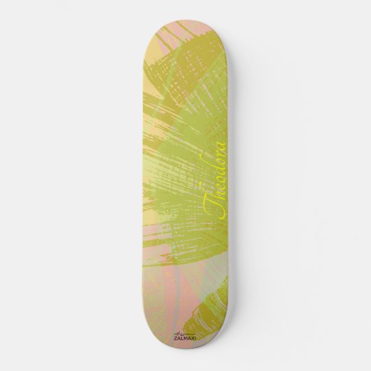 Abstract goudvlinder roze violetpasta persoonlijk skateboard (Voorkant)