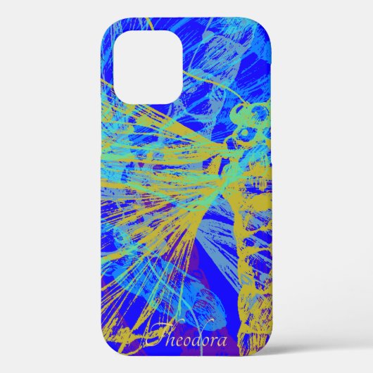 Abstract goudvlinderblauw pastpatroon Case-Mate iPhone case (Achterkant)