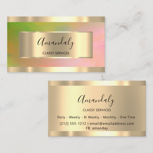 Abstract goudvormig elegant professioneel roze visitekaartje (Voorkant / Achterkant)