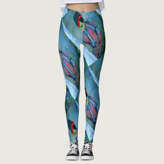 abstract graffiti blauw groen leggings (Voorkant)