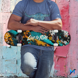 Abstract Graffiti Pop Art - Live to Ride Motto Persoonlijk Skateboard