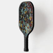 Abstract Graffiti Spatverf Kunst op Zwart Pickleball Paddle (Links)
