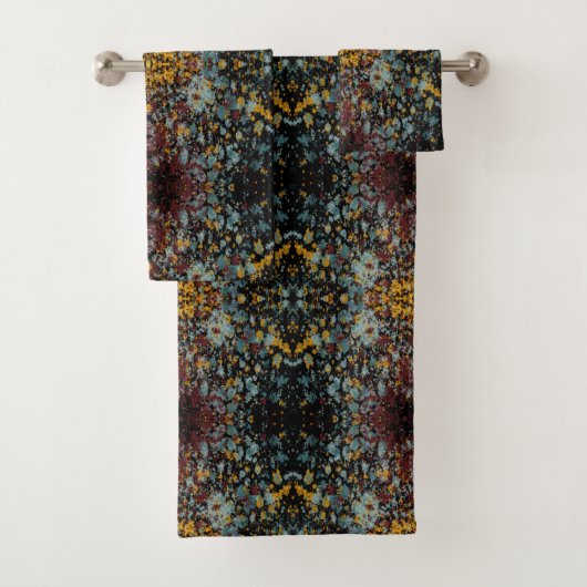 Abstract Graffiti Splatter Painting Art On Black Bad Handdoek (Insitu)