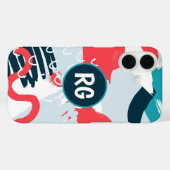 Abstract graffitipatroon gepersonaliseerd monogram Case-Mate iPhone case (Achterkant (horizontaal))