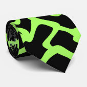 Abstract grafisch patroon zwart en kalkgroen. stropdas (Opgerold)