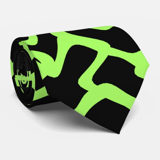 Abstract grafisch patroon zwart en kalkgroen. stropdas (Opgerold)