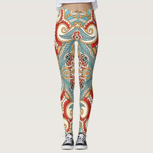 Abstract Graphical Herhaal Wallpaper Leggings (Voorkant)