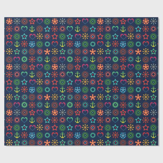 Abstract, grappig, vormen, retro cadeaupapier (Vlak)