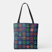 Abstract, grappig, vormen, retro tote bag (Achterkant)