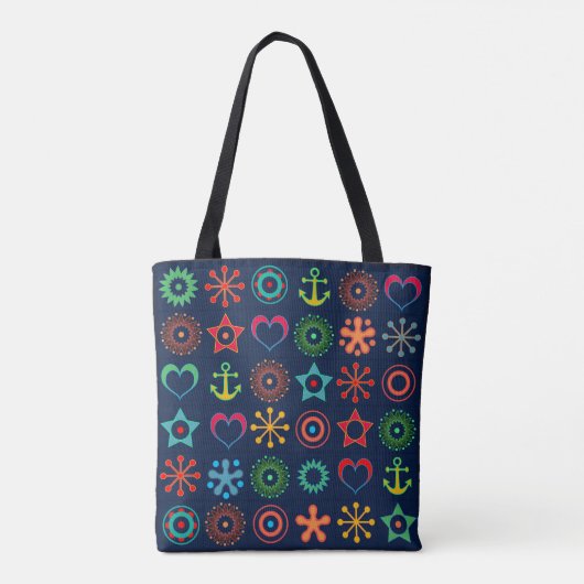 Abstract, grappig, vormen, retro tote bag (Achterkant)