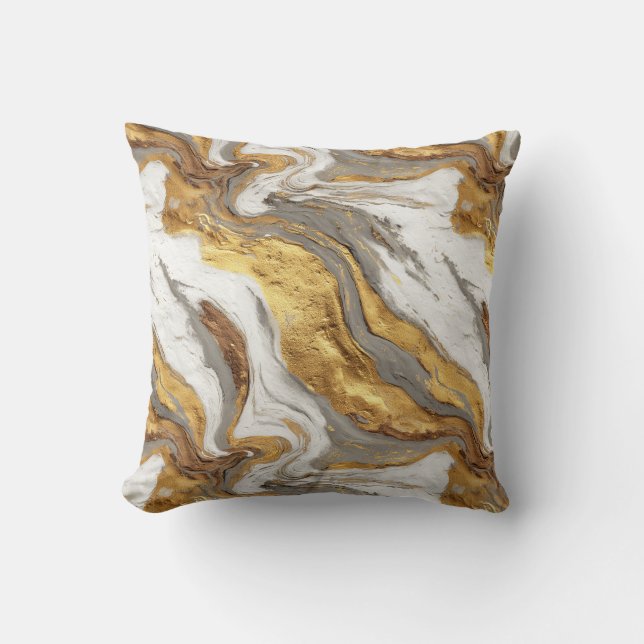 Abstract Gray Marble Texture with Flowing Gold Kussen (Voorkant)
