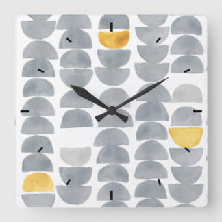Abstract Gray Watercolor Crescent Pattern Vierkante Klok