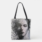 Abstract grayscale pixel portrait with soft edges tote bag (Achterkant)