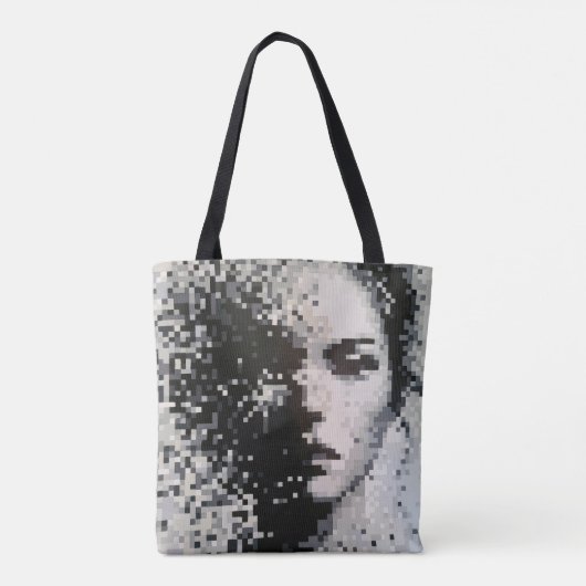 Abstract grayscale pixel portrait with soft edges tote bag (Achterkant)