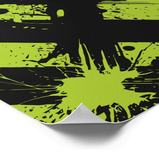 Abstract Green and Black Paint Splatter Poster (Hoek)