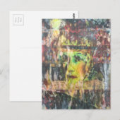 Abstract Green Face Mixed Media Collage Briefkaart (Voorkant / Achterkant)