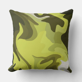 Abstract Green Fluid Art with Dark Accents Kussen