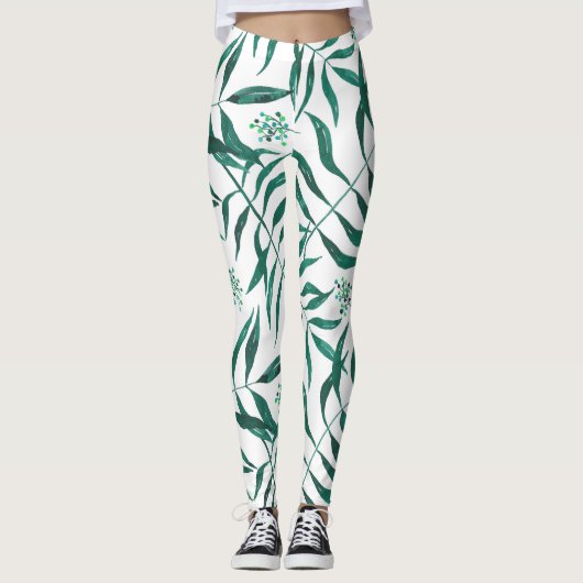 Abstract Green Foliage Leggings (Voorkant)