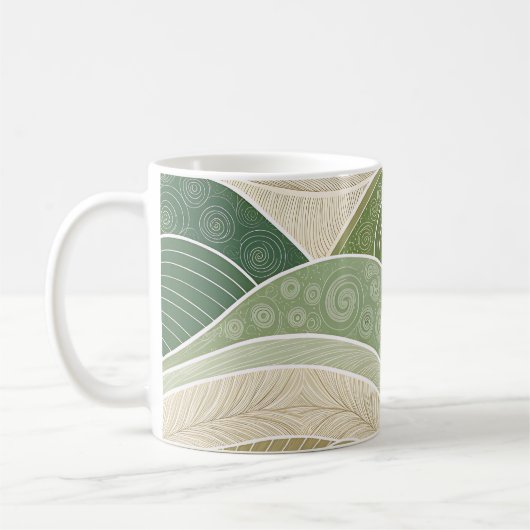 Abstract Green Hills Art Mug | Modern Nature Koffiemok (Links)