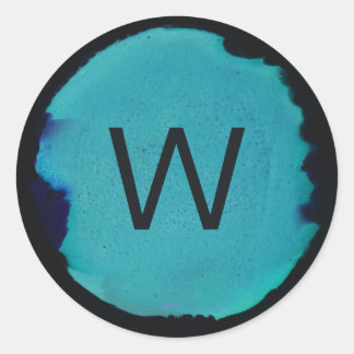 Abstract Green Teal Blue Monogram Sticker