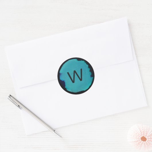 Abstract Green Teal Blue Monogram Sticker (Envelop)