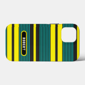 Abstract green yelloe retro stripes Case-Mate iPhone case (Achterkant (horizontaal))