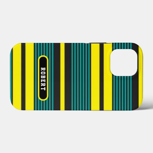 Abstract green yelloe retro stripes Case-Mate iPhone case (Achterkant (horizontaal))