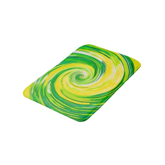 Abstract Green Yellow Spiral Art Badmat (Gekanteld)