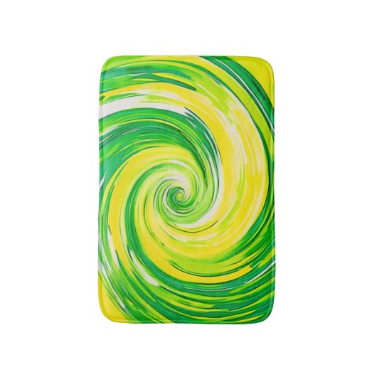 Abstract Green Yellow Spiral Art Badmat (Voorkant Verticaal)