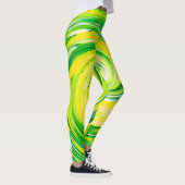 Abstract Green Yellow Spiral Art Leggings (Rechts)