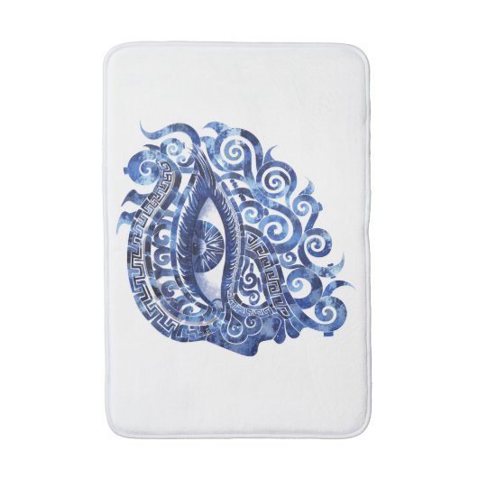 Abstract Grieks Evil Eye Met Grieks Key Badmat (Voorkant Verticaal)