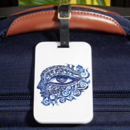 Abstract Grieks Evil Eye Met Grieks Key Bagagelabel
