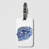 Abstract Grieks Evil Eye Met Grieks Key Bagagelabel (Voorkant (verticaal))