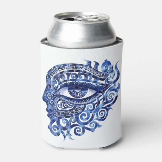 Abstract Grieks Evil Eye Met Grieks Key Blikjeskoeler (Blikje Voorkant)