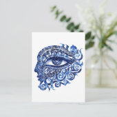 Abstract Grieks Evil Eye Met Grieks Key Briefkaart (Staand voorkant)