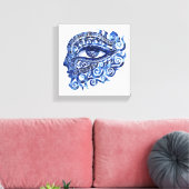 Abstract Grieks Evil Eye Met Grieks Key Canvas Afdruk (Insitu (Woonkamer))