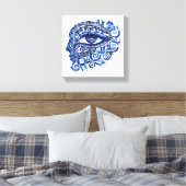 Abstract Grieks Evil Eye Met Grieks Key Canvas Afdruk (Insitu (Slaapkamer))