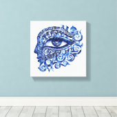 Abstract Grieks Evil Eye Met Grieks Key Canvas Afdruk (Insitu (Houten vloer))