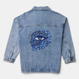 Abstract Grieks Evil Eye Met Grieks Key Denim Jacket